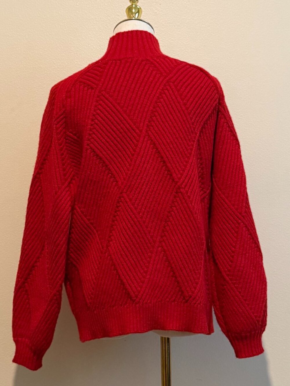 Elodie Red Cable Knit Turtleneck Sweater Small - Picture 4 of 8